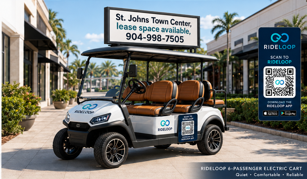 RideLoop overview: a smart amenity that pays off, with the six-passenger electric cart